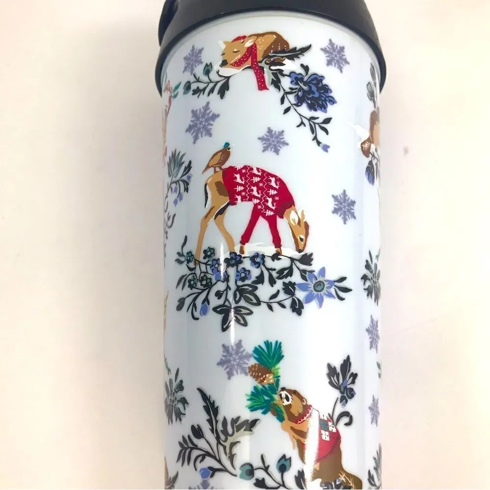 Vera Bradley Winter Wonderland Woodland Animal Flip Top To Go Travel Tumbler